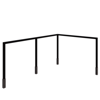 Stalen pergola - Hoek - 600 x 412 x 230 cm - RAL9005 mat (zwart) - Met betonpoer