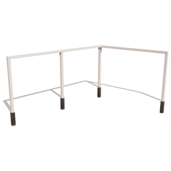 Stalen pergola - Hoek - 600 x 412 x 230 cm - RAL9005 mat (zwart) - Met betonpoer