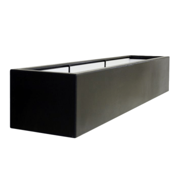 Polyester plantenbak - Rechthoek - 200 x 50 x 40 cm - RAL9005 mat (zwart) - Met bodem