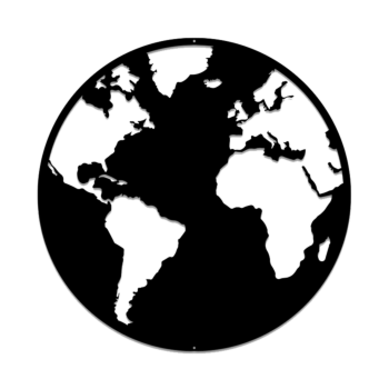 Metalen wanddecoratie - Wereldbol Small - 50 x 50 cm