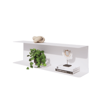 Stalen wandplank - C-vorm - 100 x 20 x 28 cm - RAL9010 mat (wit)