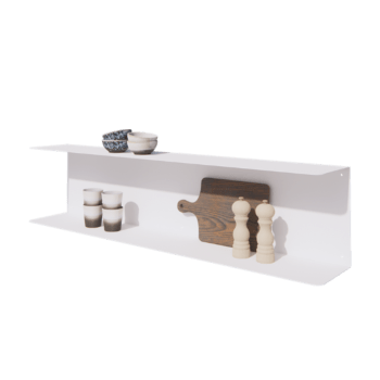 Stalen wandplank - C-vorm - 120 x 20 x 28 cm - RAL9010 mat (wit)