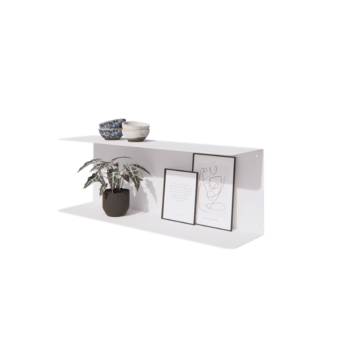 Stalen wandplank - C-vorm - 80 x 20 x 28 cm - RAL9010 mat (wit)