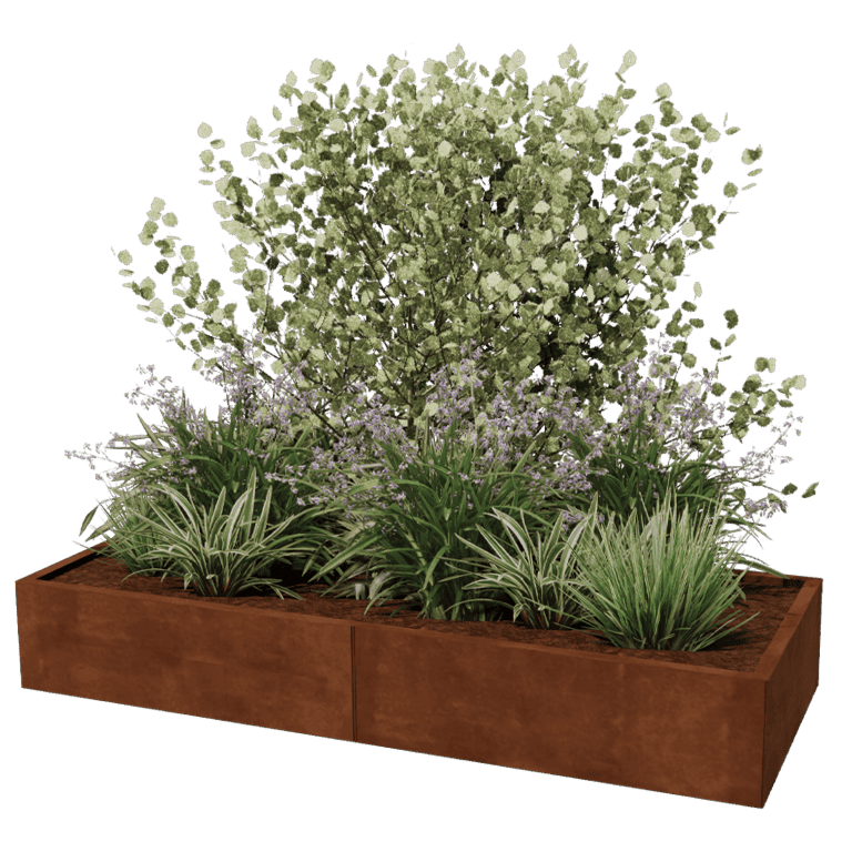 Cortenstaal plantenbak Texas xxl 200 x 80 cm