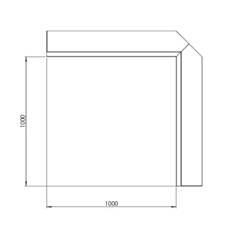 Gepoedercoat staal keerwand binnenhoek 100 x 100 cm (hoogte 30 cm)