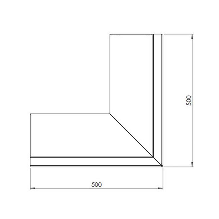 Cortenstaal keerwand buitenhoek 50 x 50 cm (hoogte 60 cm)