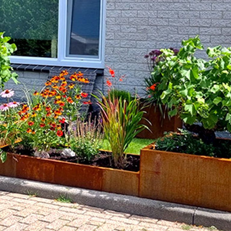 Cortenstaal gelaste plantenbak Montana 80 x 80 x 40 cm