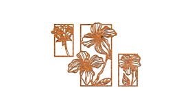 Cortenstaal wanddecoratie Flowers 3-parts