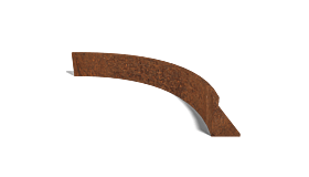 Cortenstaal keerwand binnenbocht 1500x1500mm (hoogte 300mm)