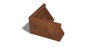 Cortenstaal keerwand buitenhoek 500x500mm (hoogte 300mm)