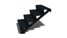 Zwarte trap New York 4-trede (breedte 800mm)