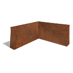 Cortenstaal keerwand binnenhoek 1000x1000mm (hoogte 600mm)