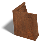 Cortenstaal keerwand buitenhoek 500x500mm (hoogte 600mm)