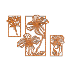 Cortenstaal wanddecoratie Flowers 3-parts