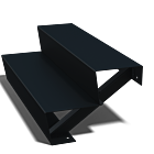 Zwarte trap New York 2-trede (breedte 1000mm)