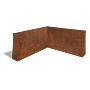 Cortenstaal keerwand binnenhoek 1000x1000mm (hoogte 600mm)