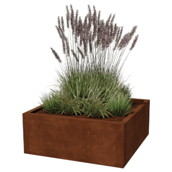 Cortenstaal gelaste plantenbak Montana 100 x 100 x 40 cm