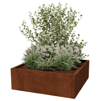 Cortenstaal gelaste plantenbak Montana 120 x 120 x 40 cm