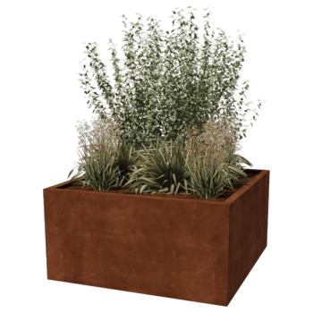 Cortenstaal gelaste plantenbak Montana 120 x 120 x 60 cm