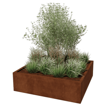 Cortenstaal gelaste plantenbak Montana 140 x 140 x 40 cm
