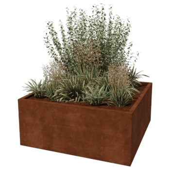 Cortenstaal gelaste plantenbak Montana 140 x 140 x 60 cm