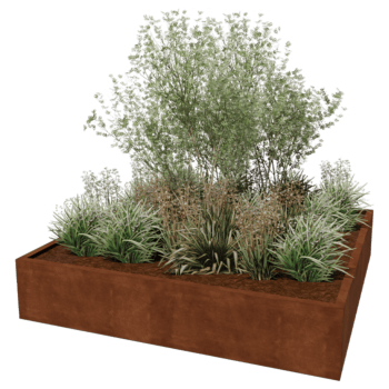 Cortenstaal gelaste plantenbak Montana 200 x 200 x 40 cm