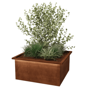 Cortenstaal gelaste plantenbak Alabama met LED 100 x 100 x 50 cm
