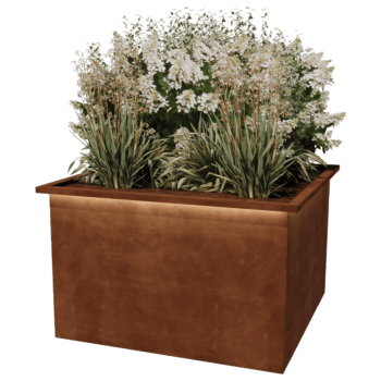 Cortenstaal gelaste plantenbak Alabama met LED 120 x 120 x 80 cm