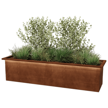 Cortenstaal gelaste plantenbak Alabama met LED 200 x 50 x 50 cm