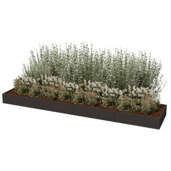 Gepoedercoat staal plantenbak Texas xxl 480 x 100 cm
