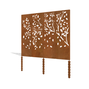 Cortenstaal paneel boom complete set 240 x 6 x 190 cm