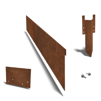 Cortenstaal kantopsluiting geplet 13 cm complete set per 24 meter