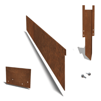 Cortenstaal kantopsluiting geplet 23 cm complete set per 24 meter