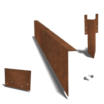 Cortenstaal kantopsluiting gezet 12 cm complete set per 24 meter