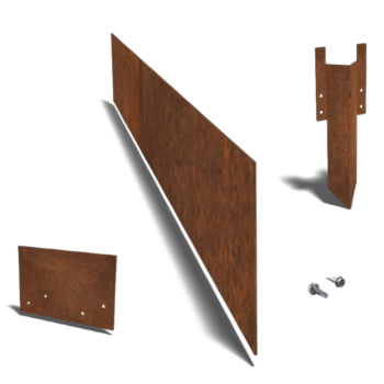 Cortenstaal kantopsluiting recht 15 cm complete set per 15 meter