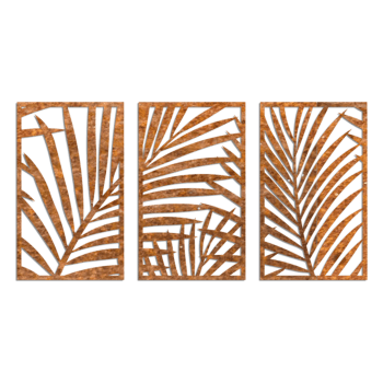 Cortenstaal wanddecoratie Ferns 3-parts