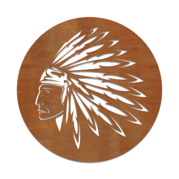Cortenstaal wanddecoratie Indiaan