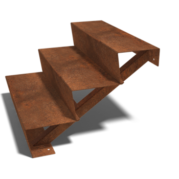 Cortenstaal trap New York 3-trede (breedte 80 cm)