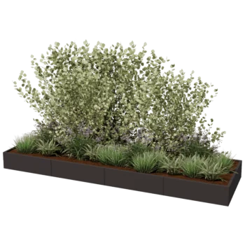 Stalen plantenbak XXL - Rechthoek - 400 x 120 x 80 cm - RAL9010 mat (wit) - Met bodemplaat