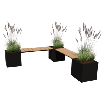 Stalen plantenbak - Vierkant - Hoekopstelling - 221,2 x 221,2 x 50 cm - Andere RAL kleur - Zonder bodemplaat - Met bankje