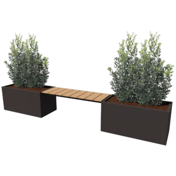 Stalen plantenbak - Rechthoek - 321,2 x 50 x 50 cm - Andere RAL kleur - Met bodemplaat - Met bankje