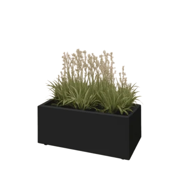 Stalen plantenbak - Rechthoek - 80 x 40 x 30 cm - RAL9005 mat (zwart) - Met bodemplaat - Met poten