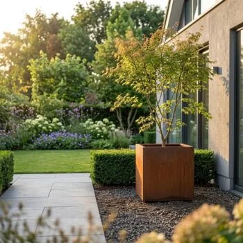 Cortenstaal plantenbak - Vierkant - 80 x 80 x 80 cm - Met bodemplaat