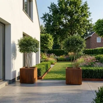 Cortenstaal plantenbak - Vierkant - 50 x 50 x 60 cm - Met bodemplaat - Met poten