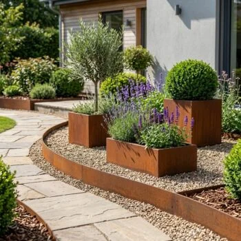 Cortenstaal borderrand - Geplet FLEX - Hoogte 13 cm - 240 cm