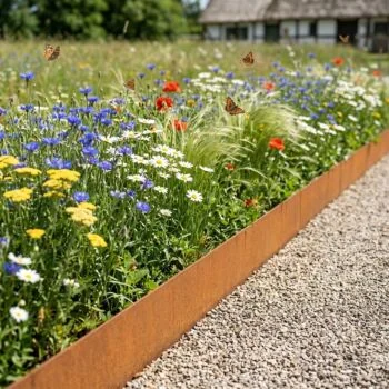 Cortenstaal borderrand - Geplet - Hoogte 23 cm - 150 cm