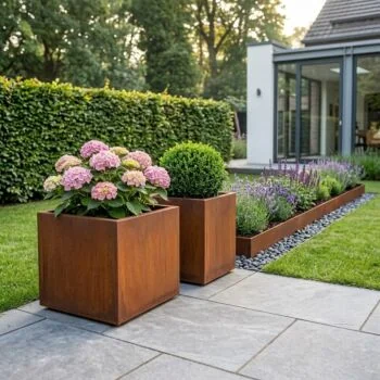 Cortenstaal plantenbak - Vierkant - 60 x 60 x 80 cm - Met bodemplaat