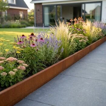 Cortenstaal borderrand - Gezet - Hoogte 12 cm - 150 cm