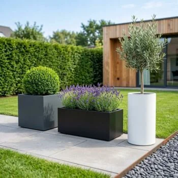 Stalen plantenbak - Vierkant - 120 x 120 x 80 cm - RAL9010 mat (wit) - Met bodemplaat