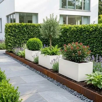 Stalen plantenbak - Rechthoek - 80 x 40 x 40 cm - RAL9010 mat (wit) - Met bodemplaat - Met wielen